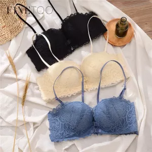 FINETOO Sexy Lace Bralette Front Closure Bras For Girl Adjustable Underwear Push Up Women Seamless Unwired Brassiere Wireless