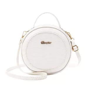 Fashion Style Crocodile Pattern Small Round Single Shoulder Diagonal Straddle Handheld Women's Bag