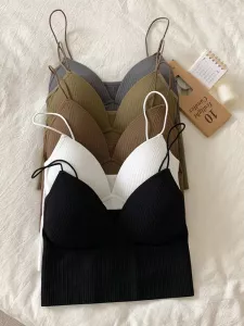 HELIAR Women Tops Sexy Solid Crop Top Women Tank Tops Sleeveless Slim Camis With Bra Basic Underwear Padded Bra Tops
