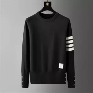 High Quality Brand Men's O-Neck Wool Sweater Autumn Winter Classic Four Stripe Trend Split Hem Pullover Korean Casual Knitwear