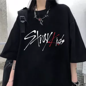 Kpop Stray Kids T Shirt Korean Fashion Straykids Letter Women Fans Summer Tshirts Hip Hop Oversized Unisex Short Sleeves TShirt
