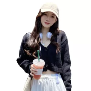 Lady V Neck Casual Fashion Long Sleeves Sweater Women's Cardigan Spring Autumn