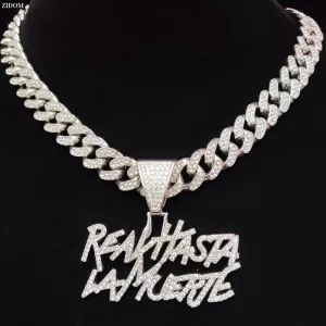 Men Women Hip Hop Letter Pendant Necklace with 13mm Cuban Chain Hiphop Iced out pendants Necklaces Fashion Punk Jewelry Gifts