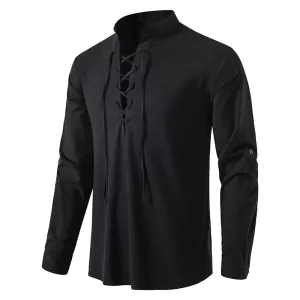 Men's Cotton Linen Shirts Long Sleeves Tee Shirts Vintage Casual Shirts Cool Sports Shirt Men Tops