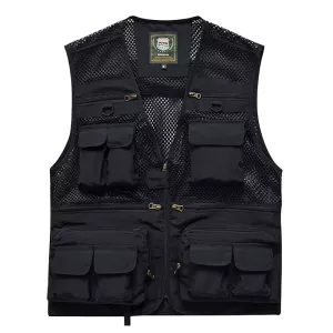Men's Mesh Casual Fishing Work Safari Travel Photo Cargo Vest Summer Jacket Multi Pockets