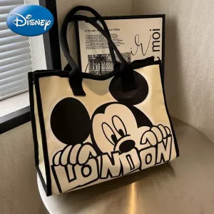 New Disney Mickey Canvas Bag Women's Versatile Casual Shoulder Bag Commuter Handbag Large Capacity Multifunctional Mommy Bag
