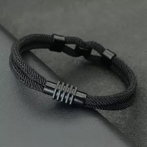 New Stylish Knot Bracelet For Men Black Magnet Buckle Rope Braslet Gifts For Him Nautical Braclet Pulseras De Hilo Wrap Jewelry