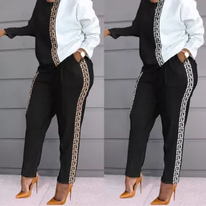 New Women's Fashion Color Printing Long-sleeved Loose Casual Suit