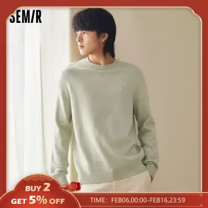 SEMIR Sweater Men 2023 Winter New Simple Solid Color Warm Trendy Pullover Sweater
