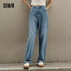 Semir 2023 Women Jeans Autumn New Wide-leg Pants Street Mopping Retro Fringe Jeans for Women
