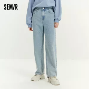 Semir Jeans Women Cotton High Waist Wide Leg Pants Length Simple And Versatile 2023 Spring Pants Casual