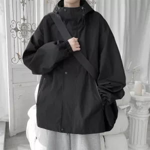 Spring Casual Hooded Jackets For Men Streetwear Waterproof Cargo Men's jacket Loose Oversize Fashion Jackets For Women