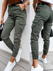 Tight Work Pants With Pocket Design High Waisted Daily Casual Pants