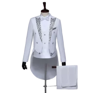 Tuxedo Tailcoat Slim Men's Formal Business Suits Tuxedo Swallow Tail Coat Fine Serge Fabric Wedding Party Dance Performance Suit