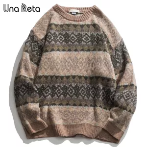 Una Reta Geometry Men's Sweater New Autumn Winter Hip Hop Sweater Men Streetwear Print Pullover Tops Harajuku Couple Sweater