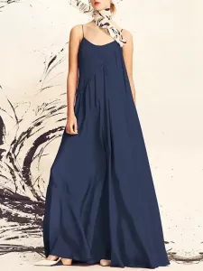 VONDA Women Sexy Sleeveless Dress 2024 Summer Fashion Bohemian Spaghetti Strap Sundress Casual V Neck Loose Beach Vestidos Robe