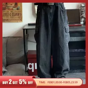 Vintage Baggy Wide-leg MEN'S Jeans BF Slouchy Work Cargo Big Pocket Straight Daddy Pants