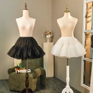 Women's 6 Layers Tulle Petticoat Lolita White Underskirt Puffy Fluffy Bubble Skirt Girl Tutu Skirts Crinoline Petticoat