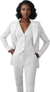 Women's Suit Business Casual Clothes for Women Tuxedo Suit Office Satin Pant Suits for Women 3 Piece(Jacket+Vest+Pants)