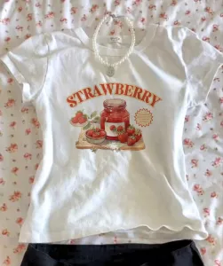 Y2K Aesthetic Summer Baby Tee Tops Streetwear Gothic Harajuku letter Graphic Print T-shirt 2000s Vintage Crop Top Women Clothes